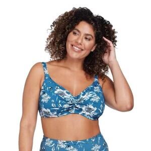 ArteSands Women’s Blue Floral Swim Top